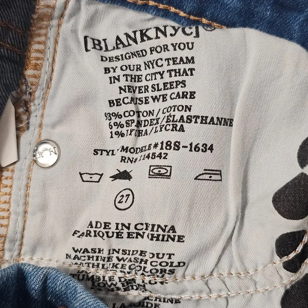 BLANK NYC Blue Distressed Denim Skinny Classsique Jeans Size 27